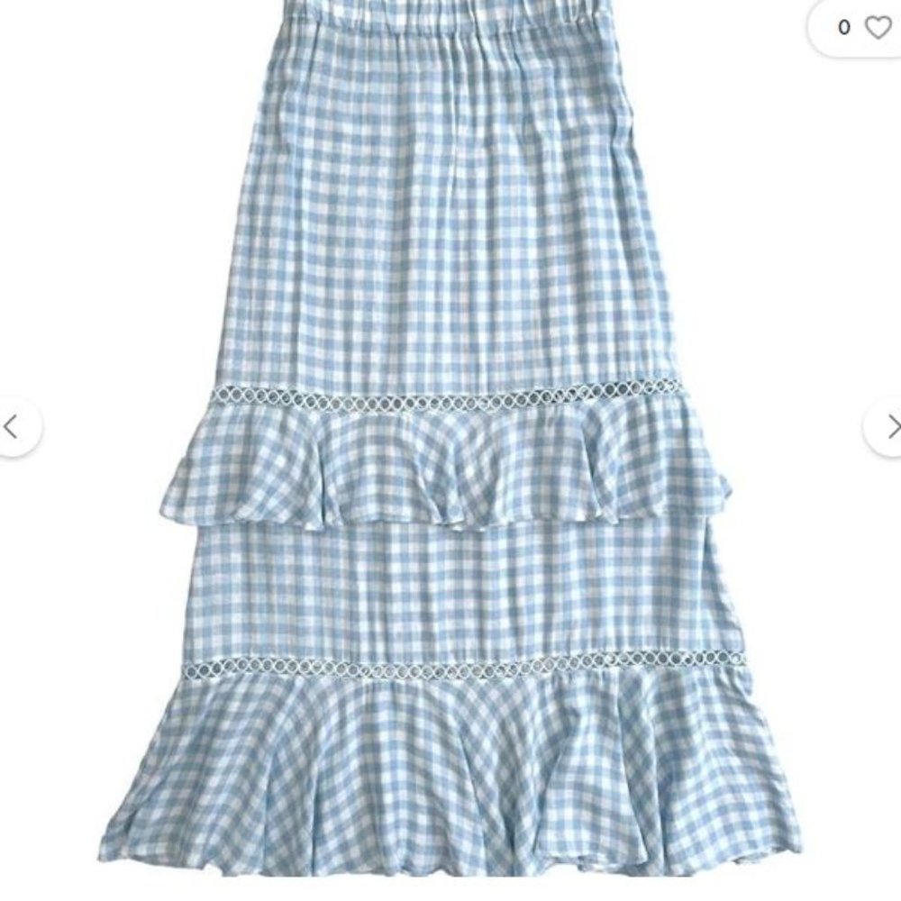 Allen Schwartz Mila Blue and White Gingham Skirt Size S